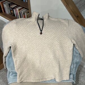 J Crew Cream Quilted Half-Zip Pullover